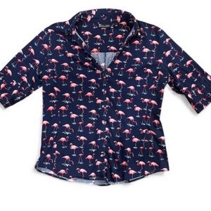 Navy Flamingo Print Women’s Shirt